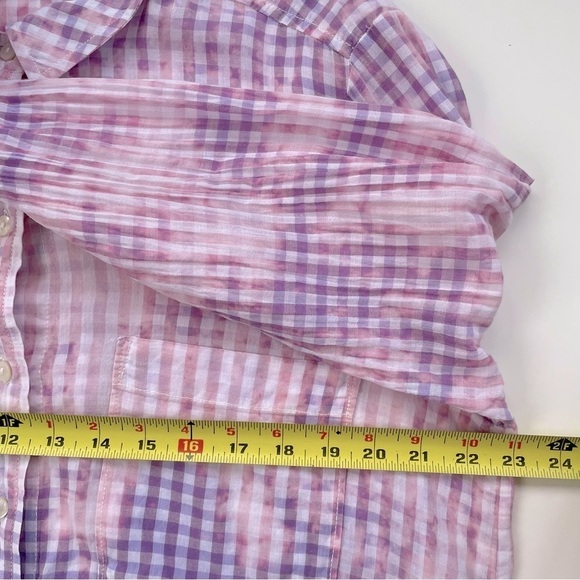 Anthropologie Pilcro Pink White Gingham Cate Button Down Shirt Size XL Petite - Picture 9 of 9